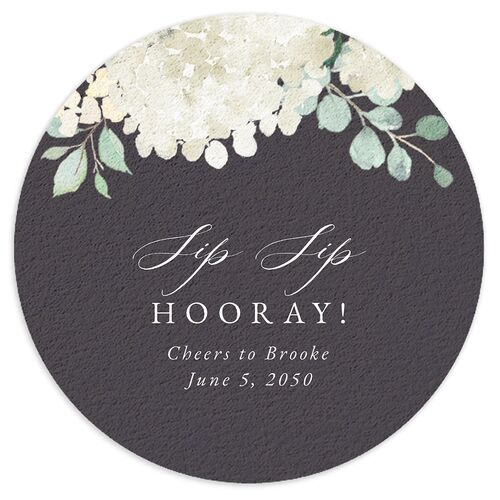 Elegant Hydrangea Bridal Shower Wedding Day Coasters Off-White Cardboard Circle