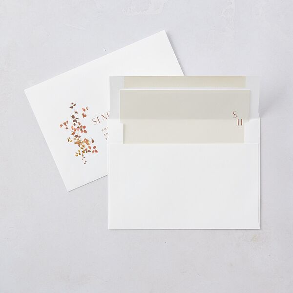 Cascading Florals Wedding Invitations Gold Copper Signature Blank No