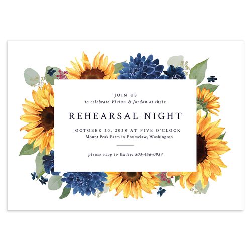 Classic Countryside Sunflowers Rehearsal Dinner Invitations Maritime Signature Blank Standard