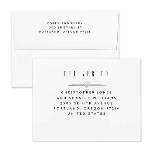 Diamond Deco Thank You Card Envelopes White Licorice Both Recipient and Return Addresses Signature Standard