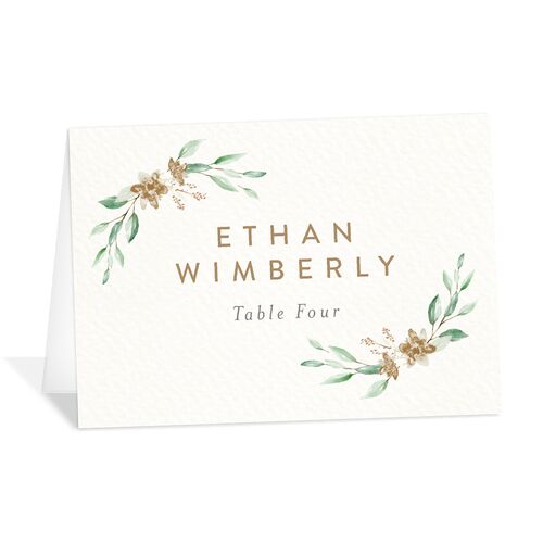 Watercolor Crest Place Cards Mocha Signature