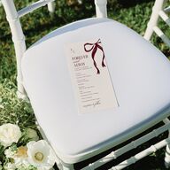 Whimsical Hand Drawn Bow Wedding Programs Burgundy Signature