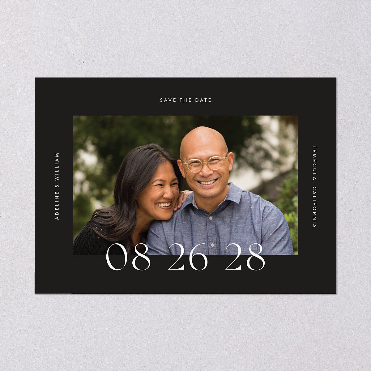 Border Date Save the Date Cards Licorice Signature smooth Blank No