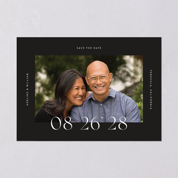 Border Date Save the Date Cards Licorice Signature smooth Blank No