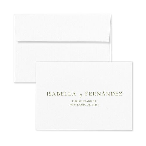 Cordillera Response Card Envelopes White Standard Olive Return Address Signature