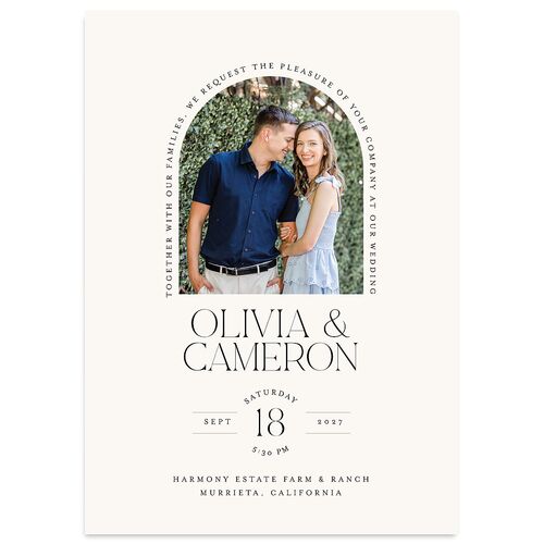Photo Arch Wedding Invitations Taupe Signature Blank No Standard