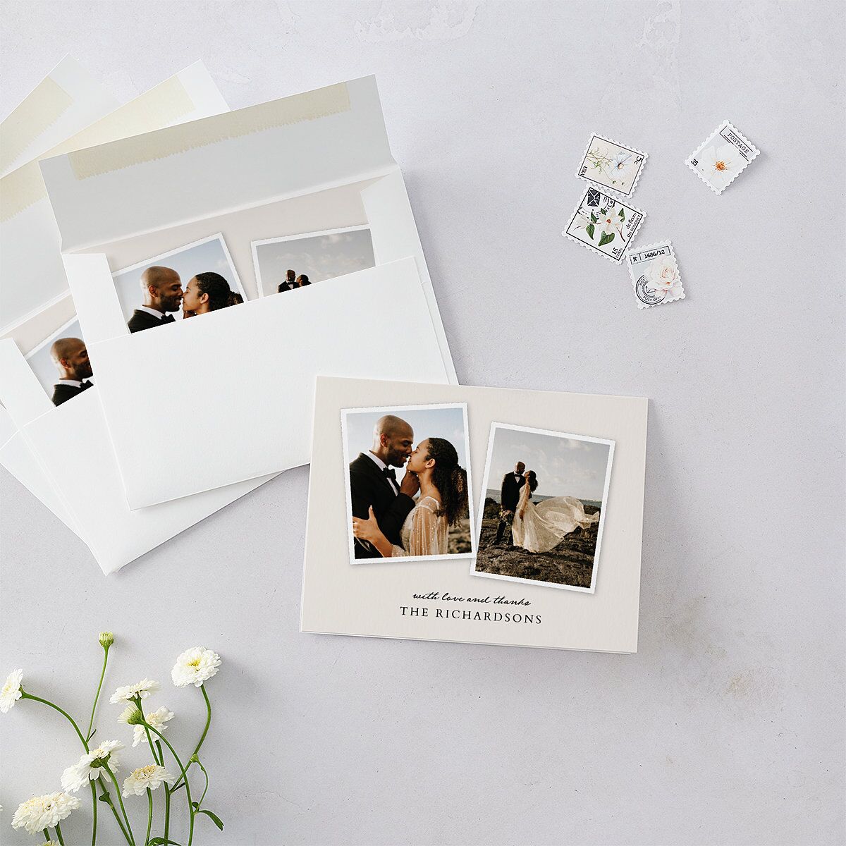 Captured Memories Photo Thank You Cards Linen