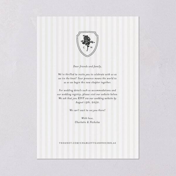 Old Money Botanical Wedding Invitations Pure White Signature Blank No Standard
