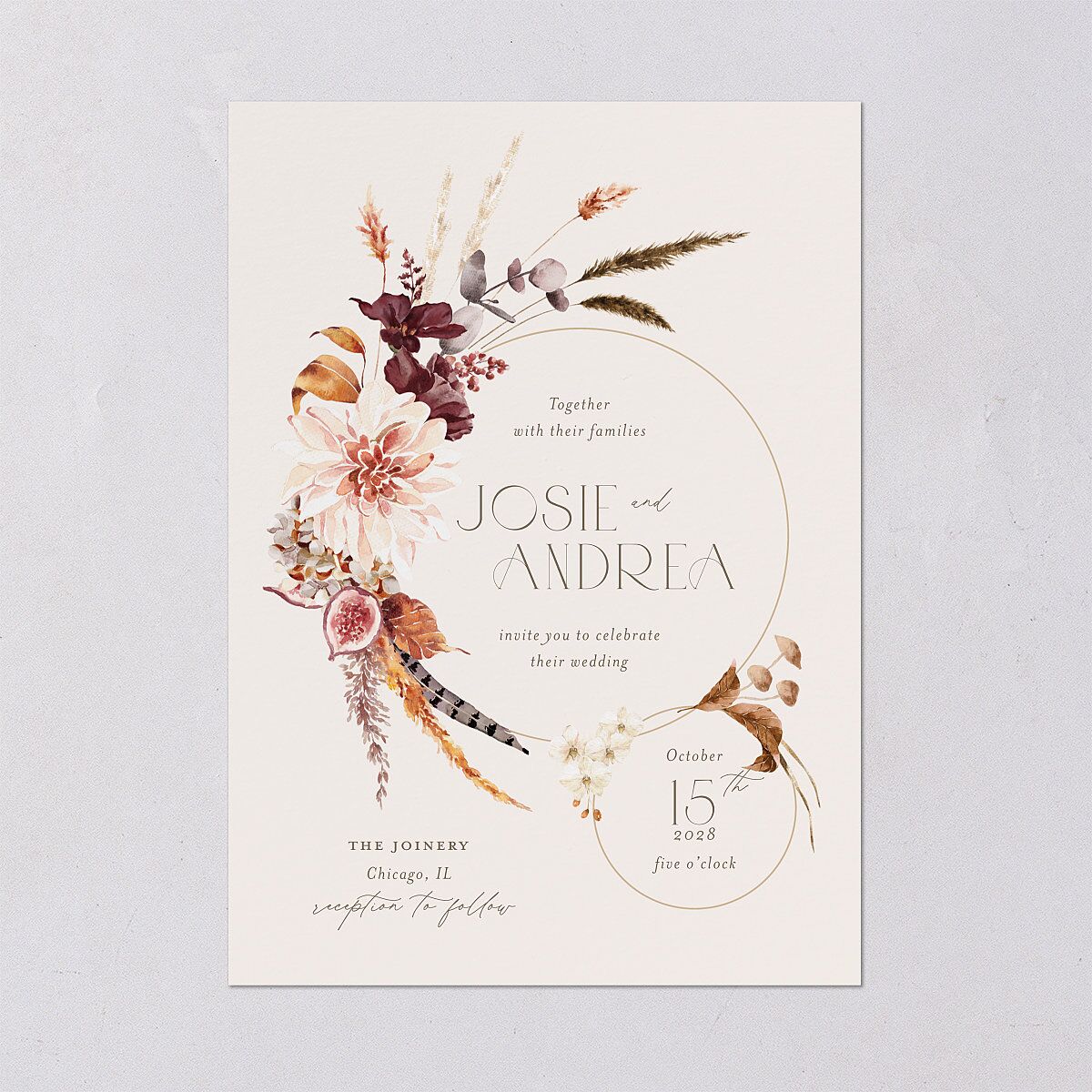 Eclectic Adornment Wedding Invitations Peony Signature Blank No Standard