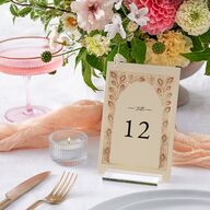 Peacock Nouveau Table Numbers Gold Tan Signature