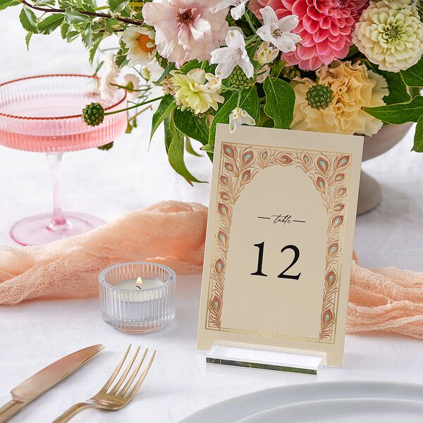 Peacock Nouveau Table Numbers Gold Tan Signature