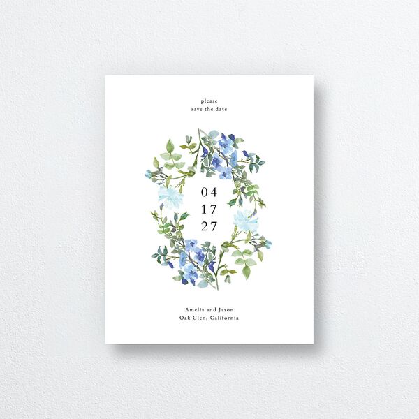 Minimal Floral Save the Date Petite Cards Ocean Signature smooth Blank No Standard