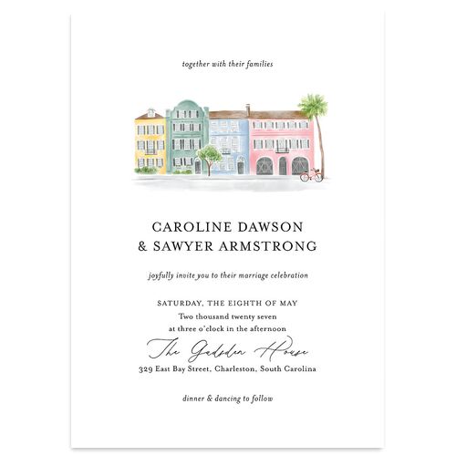 Charming Charleston Wedding Invitations Pure White Signature Blank No