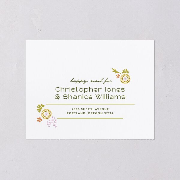 Wildflower Nouveau All-in-One Wedding Invitations Dark Camo Signature Light Both Recipient and Return Addresses No