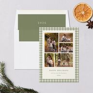 Holiday Buffalo Check Holiday Cards Moss Signature Blank Standard