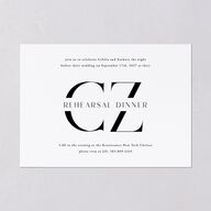 Simple Modern Monogram Rehearsal Dinner Invitations Pure White Signature Blank Standard