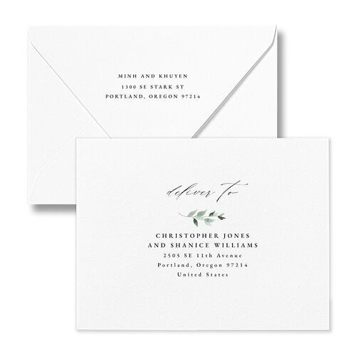 Romantic Wisteria Bridal Shower Thank You Card Euro Envelopes White Canary Both Recipient and Return Addresses Luxe Signature