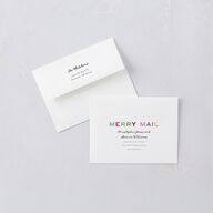 Very Merriest Retro Christmas Thank You Card Envelopes White Linen Both Recipient and Return Addresses Signature Standard