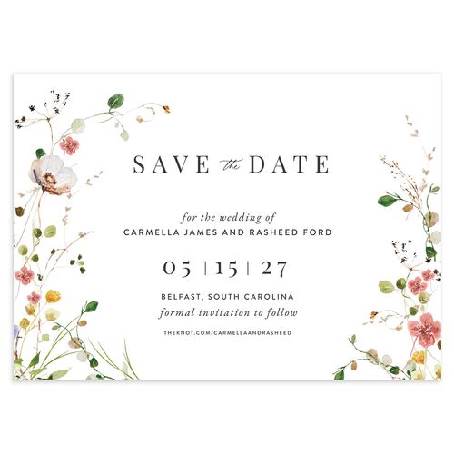 Delicate Wildflower Save The Date Cards Peach Pink Signature smooth Blank No Standard