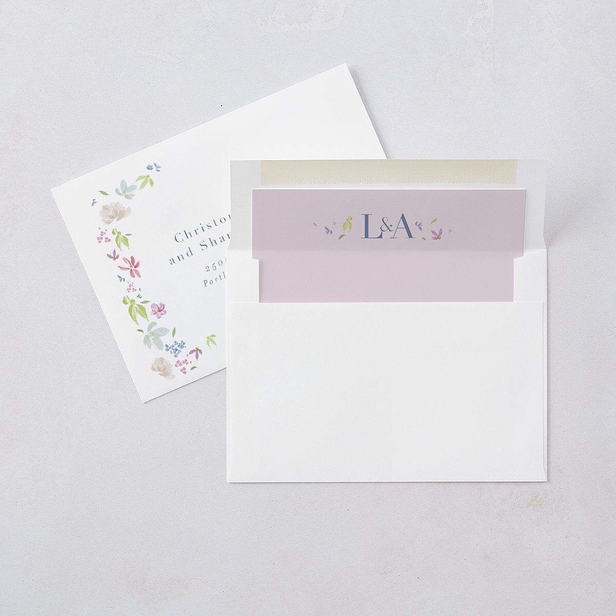 Floral Appliqué Bridal Shower Invitations Sheer Lilac Signature Blank