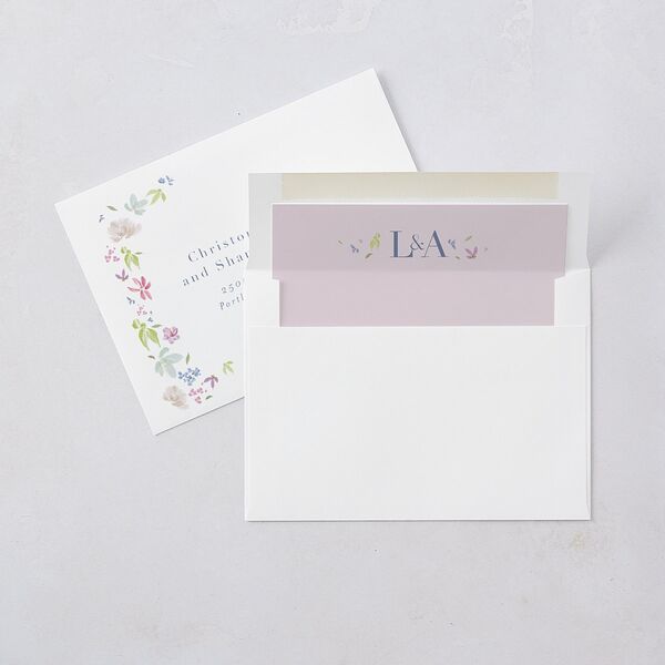 Floral Appliqué Bridal Shower Invitations Sheer Lilac Signature Blank
