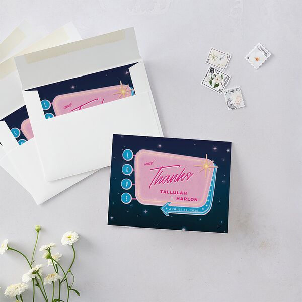 Las Vegas Love Thank You Cards Rose Pink