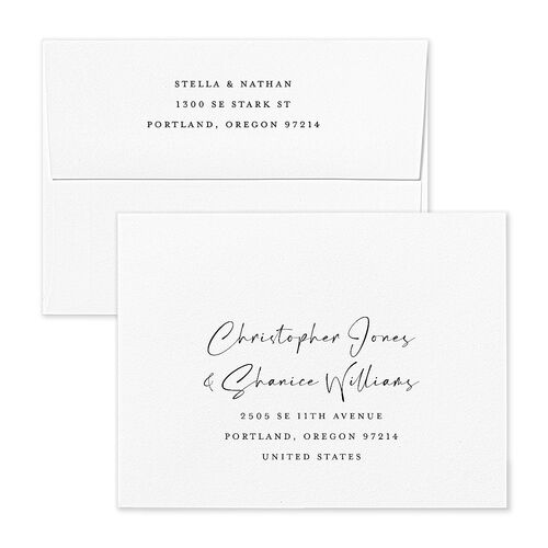 Floral Arc Thank You Card Envelopes White Off-White Both Recipient and Return Addresses Signature Standard
