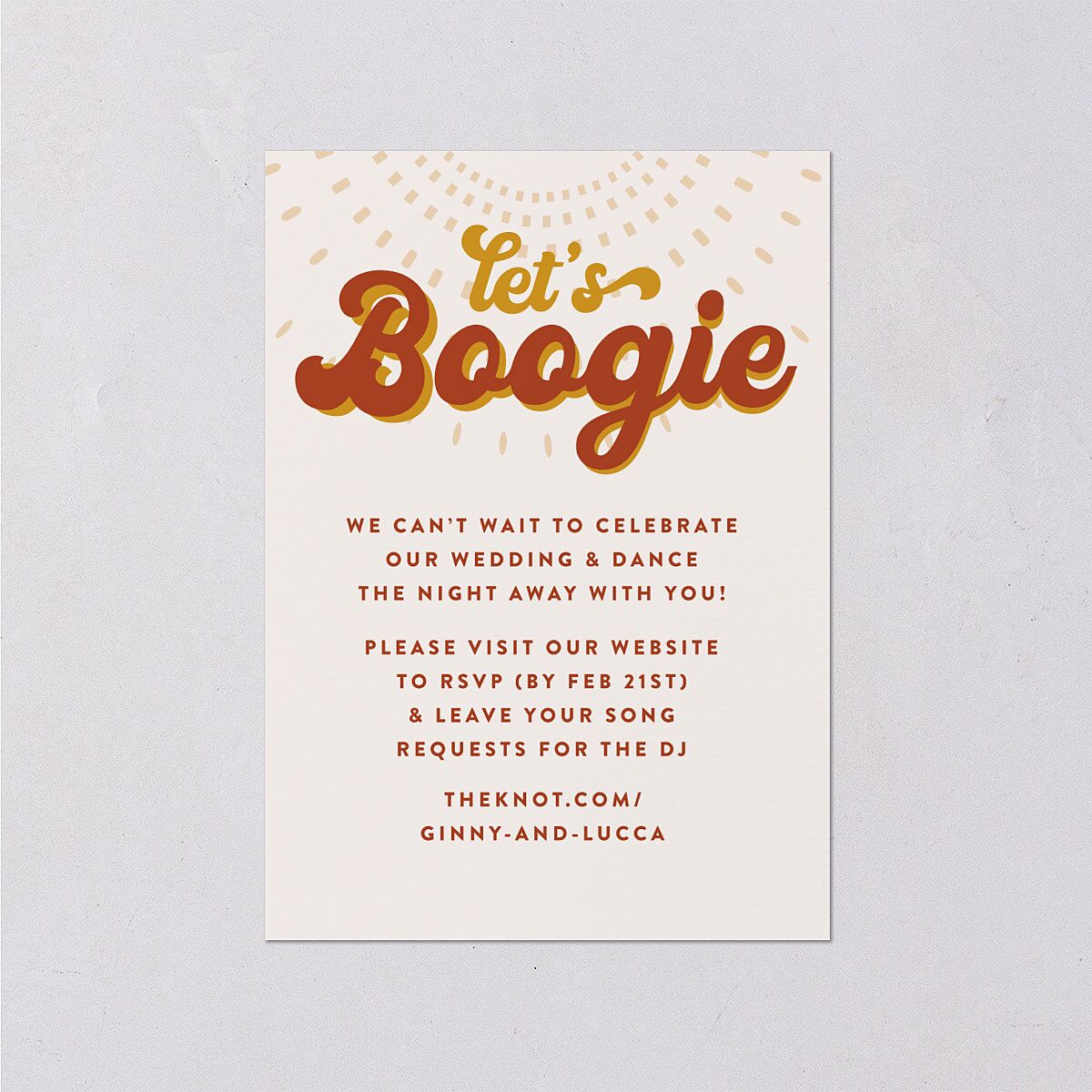 Disco Love Wedding Response Cards Red Clay Signature Standard