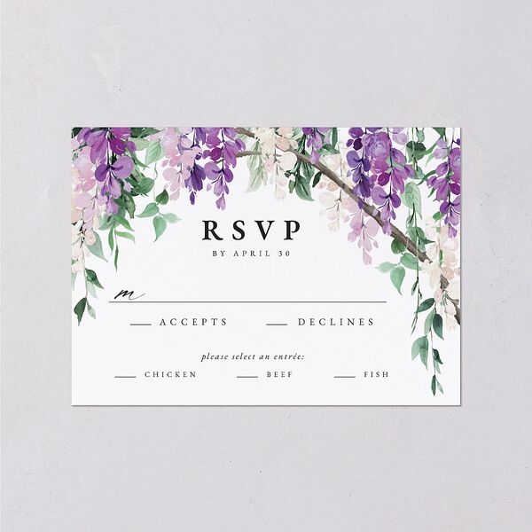 Romantic Wisteria Wedding Response Cards Purple Petal Signature Standard