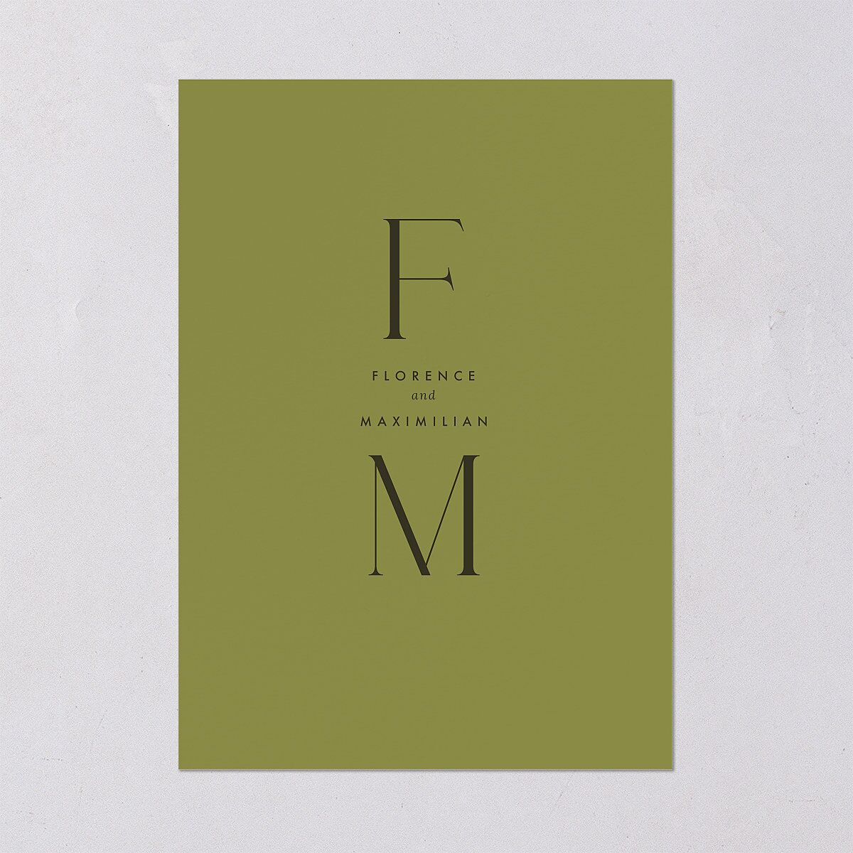 Modern Initials Wedding Invitations Olive Signature Blank No Standard