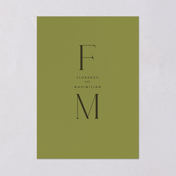 Modern Initials Wedding Invitations Olive Signature Blank No Standard