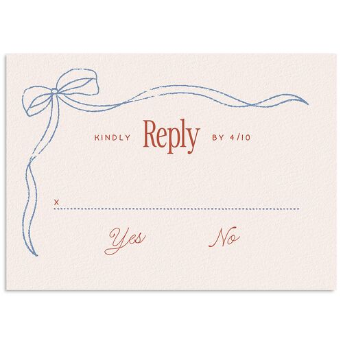 Modern Delicate Bows Wedding Response Cards Jewel Red Signature Standard