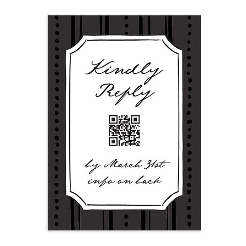Vintage Candelabra with Bow QR Code RSVP Cards Charcoal Signature Standard