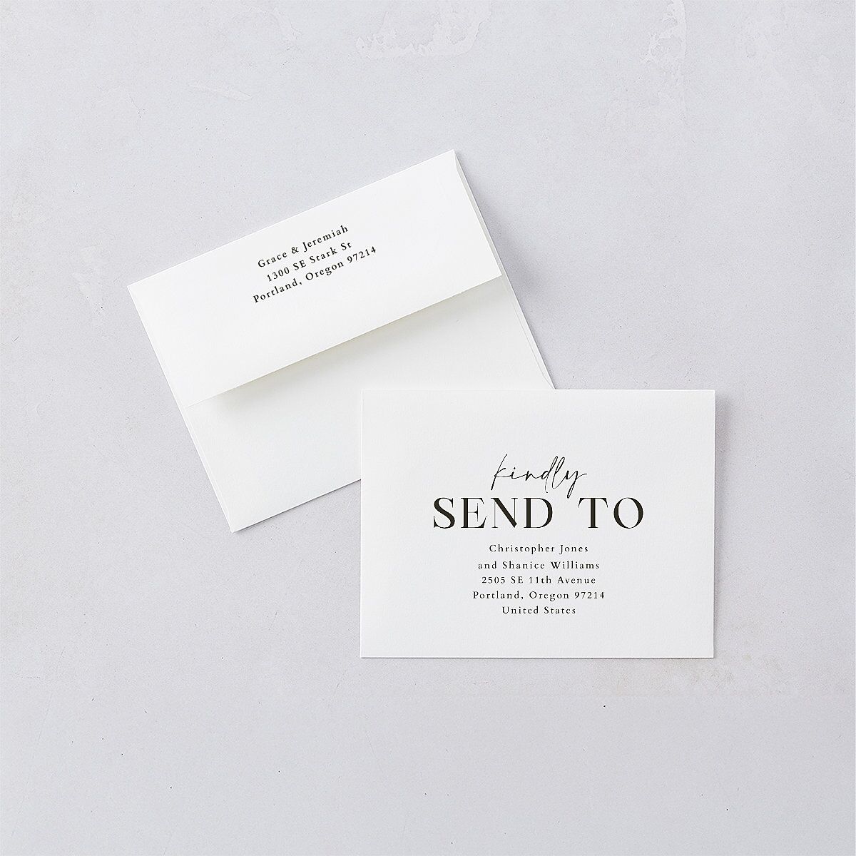 Foundation Save the Date Petite Card Envelopes White Pure White Both Recipient and Return Addresses Signature Standard