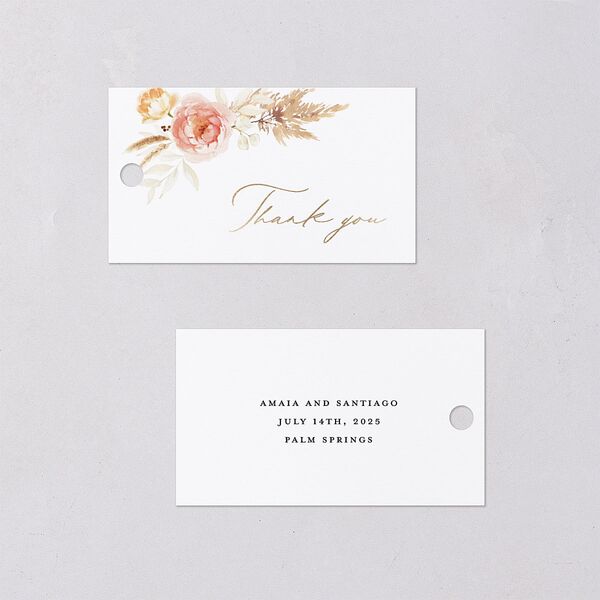 Rustic Bouquet Favor Gift Tags Gold Pink Cotton Signature