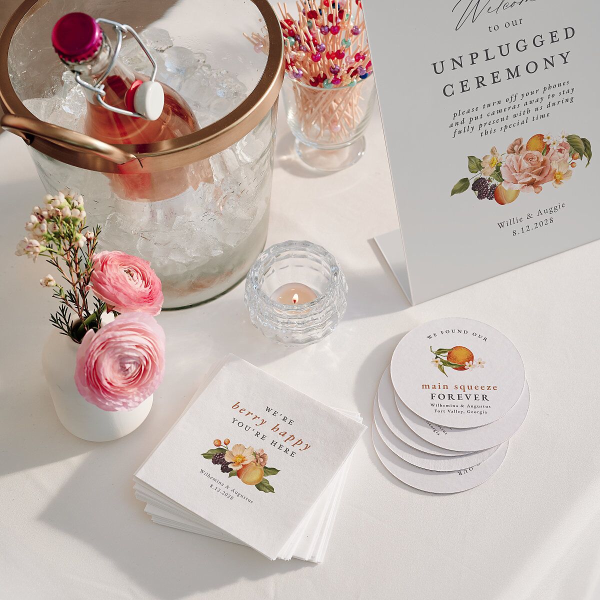 Botanical Citrus Garden Bar Bended Tabletop Sign X-small Rose Gold Standard Plastic XS Tabletop Bar