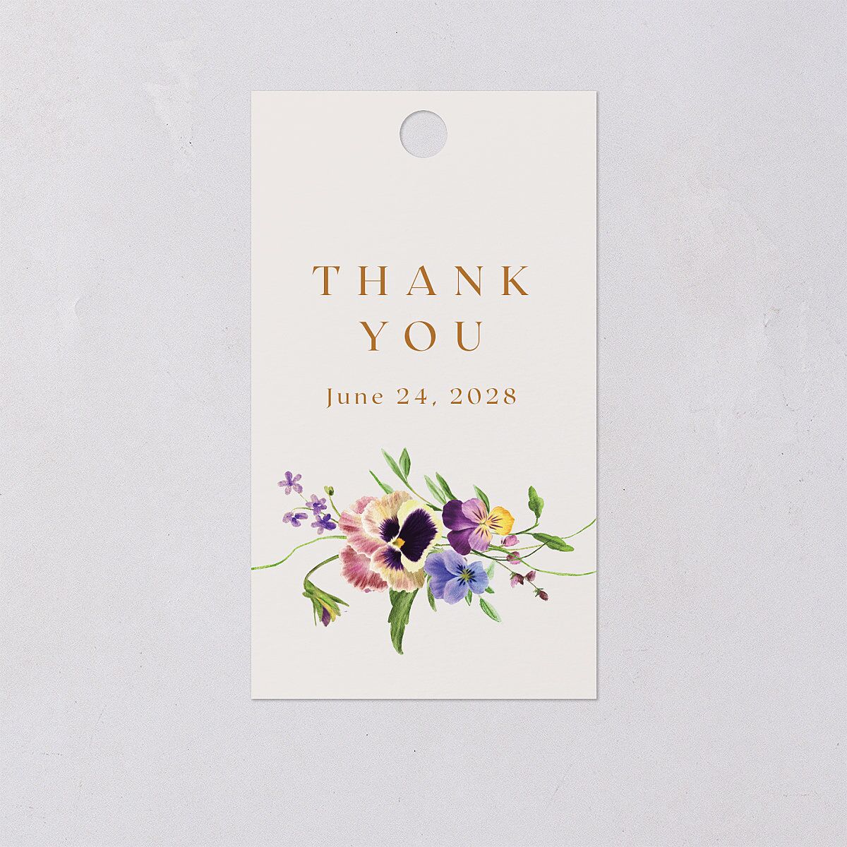 Wild Pansies Favor Gift Tags Rose Gold Signature