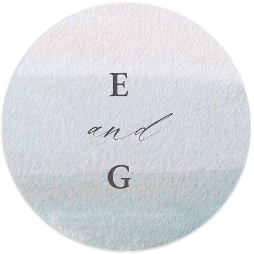 Abstract Beach Wedding Stickers Regency Blue Circle