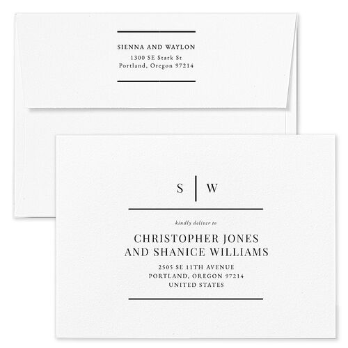 Classic Line Save The Date Card Envelopes Pure White Kraft Return Address Signature Standard