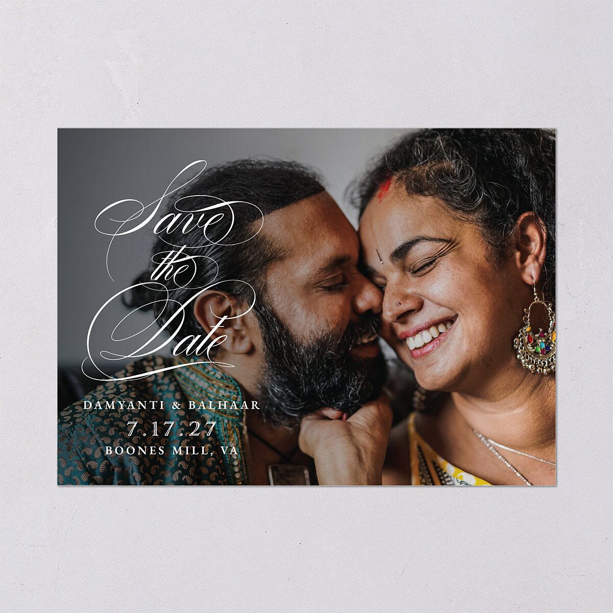 Vintage Flourish Save The Date Cards Pure White Signature smooth Blank No Standard