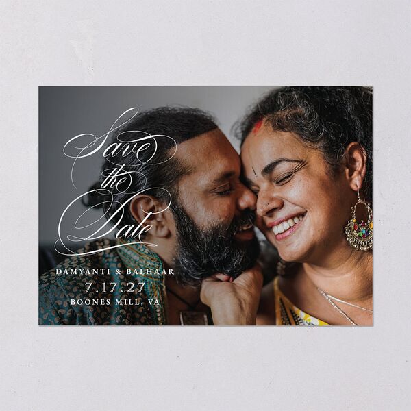 Vintage Flourish Save The Date Cards Pure White Signature smooth Blank No Standard