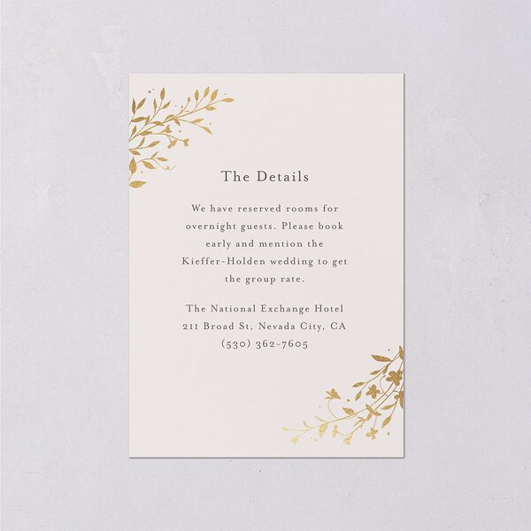Oval Garland Foil Wedding Event Detail Cards Champagne Gold Signature Standard
