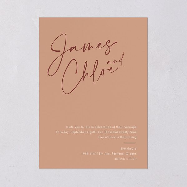 Simple Script Wedding Invitations Vintage Pink Signature Blank No Standard