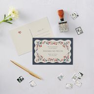 Flora Garden Border Thank You Postcards Moody Blue