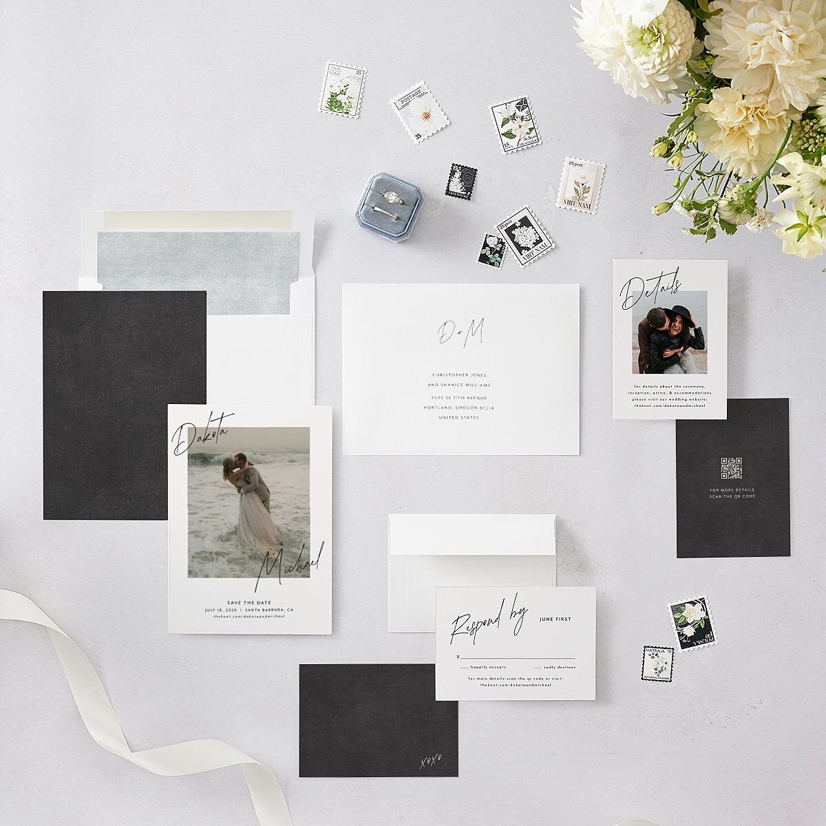 Signatures Save The Date Cards Off-White Signature smooth Blank No Standard