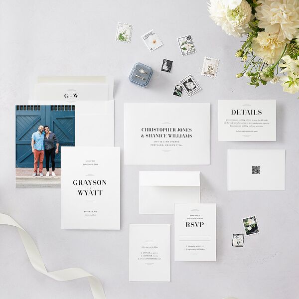 Country Club Save the Date Cards Pure White Signature smooth Blank No