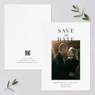 Timeless Typography Save The Date Cards Pure White Signature smooth Blank No Standard