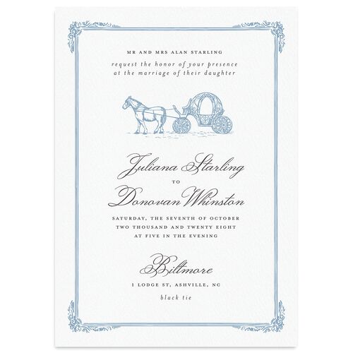 Medieval Castle Wedding Invitations Dusty Blue Signature Blank No Standard