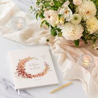 Harvest Crescent Wedding Guest Book Champagne