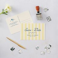 Cabana Stripes Save the Date Postcards Lemon